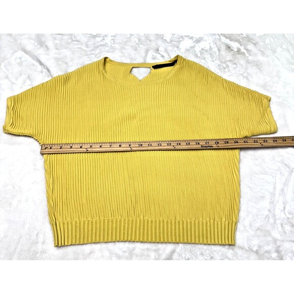 Silvian Heach Women's Yellow Ribbed Knit Short Sleeve Oversized Sweater Top Sz M - Picture 8 of 11